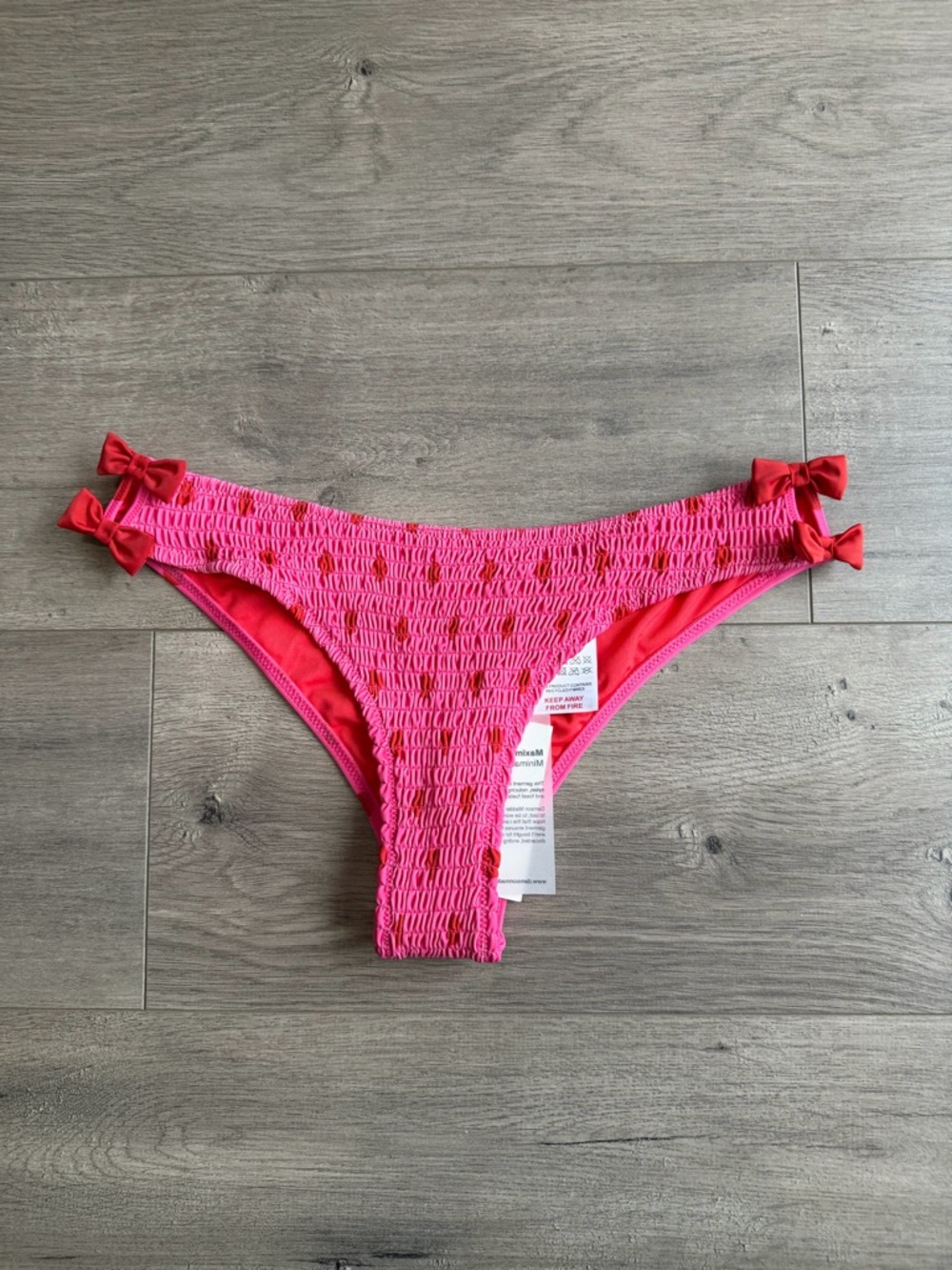NWT Damson Madder Shirred Bow Bikini bottoms - size 10 - pink/red